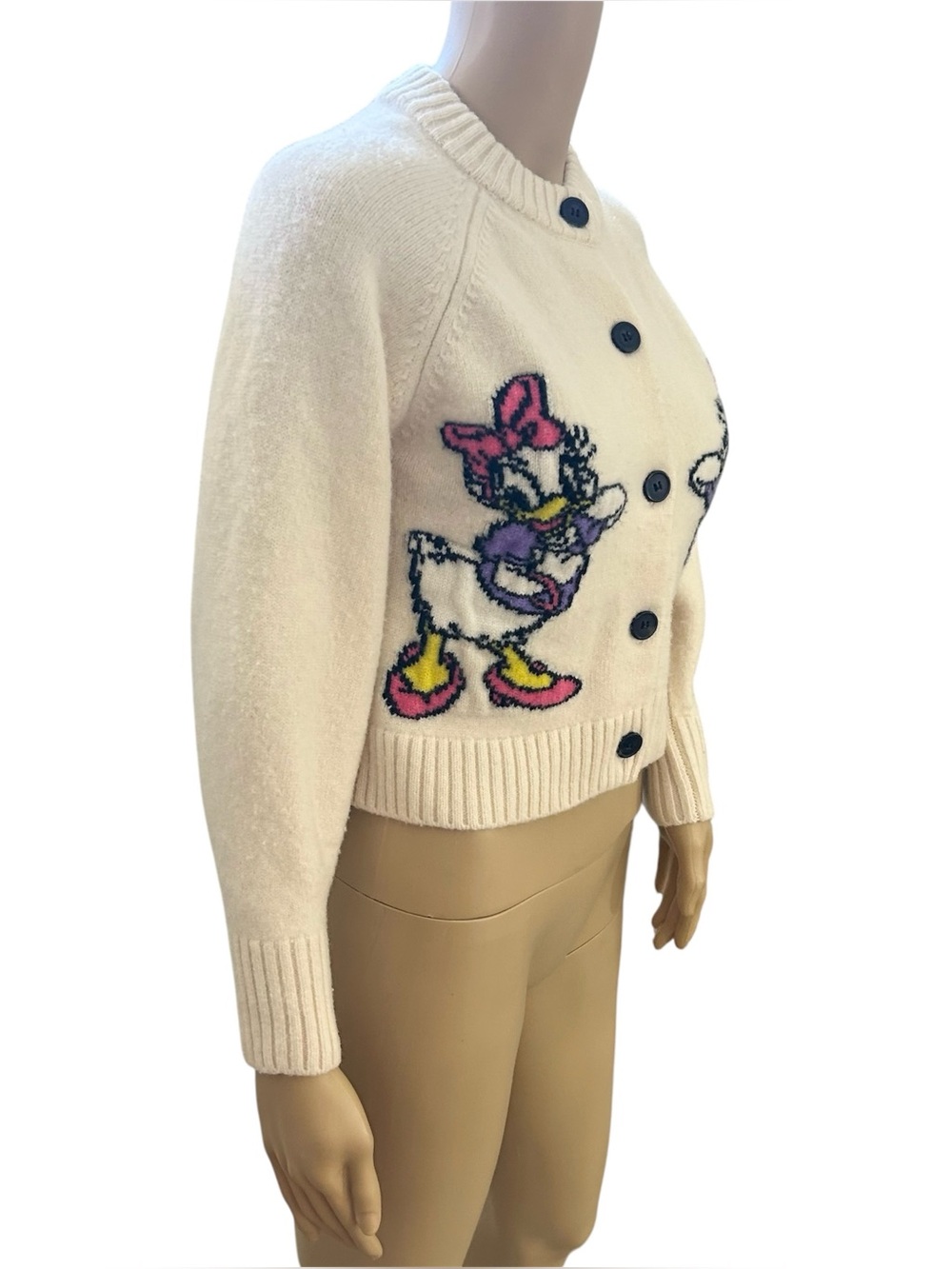 Zara x Harry Lambert Women’s Small Disney Daisy Duck Wool Cardigan Intarsia Ecru - Picture 7 of 10